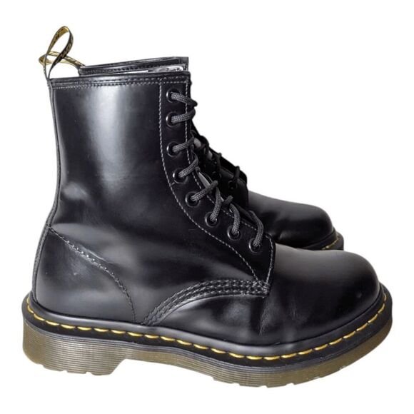 DR. MARTENS 1460 Black Smooth Leather Combat Boot Size 7 - Picture 3 of 11